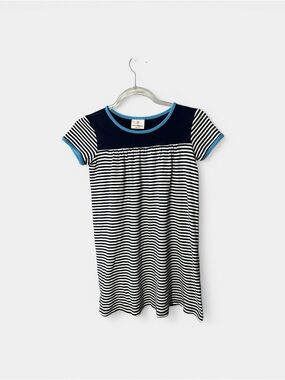 Hanna Andersson Navy & White Striped Girls Casual Cotton Dress Sz 130 US 8